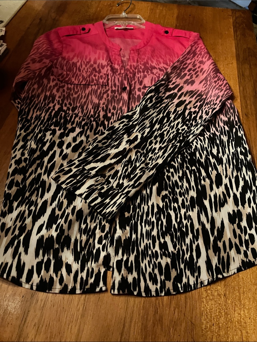 Calvin Klein Pink to Black Ombre Leopard Print Skirt